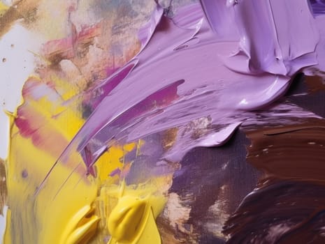 Abstract purple and yellow paint background. Acrylic texture background, Generative AI.