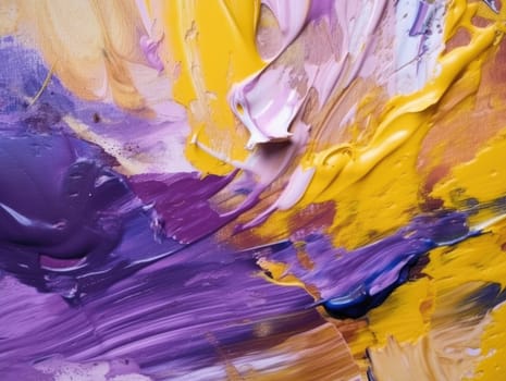 Abstract purple and yellow paint background. Acrylic texture background, Generative AI.