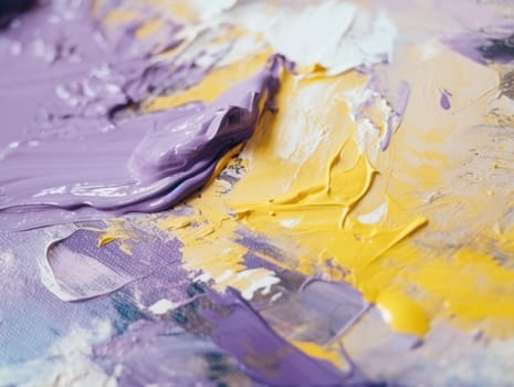 Abstract purple and yellow paint background. Acrylic texture background, Generative AI.