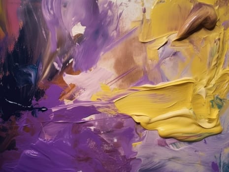 Abstract purple and yellow paint background. Acrylic texture background, Generative AI.
