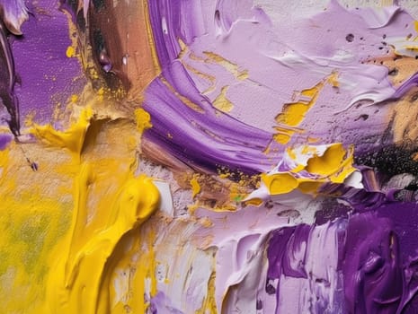 Abstract purple and yellow paint background. Acrylic texture background, Generative AI.