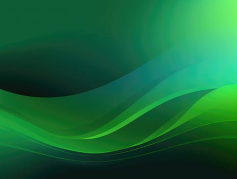Green wave and line abstract background. Generative AI.