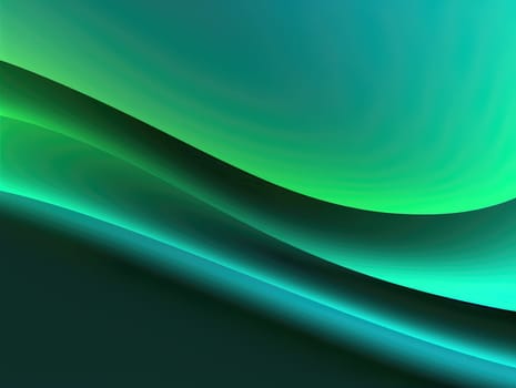 Green wave and line abstract background. Generative AI.
