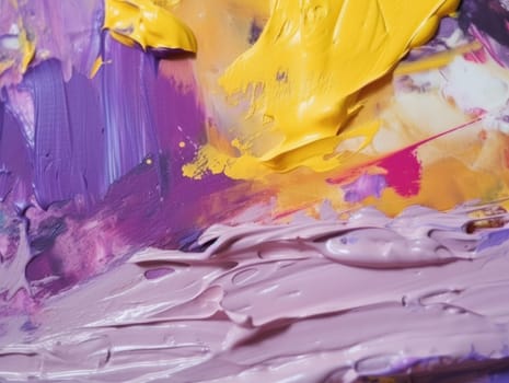 Abstract purple and yellow paint background. Acrylic texture background, Generative AI.