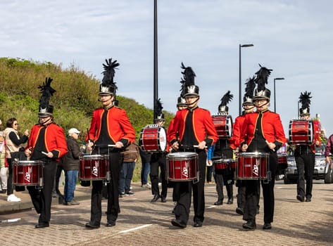 Noordwijk, Netherlands - April 22, 2023: The traditional flowers parade Bloemencorso from Noordwijk to Haarlem in the Netherlands.