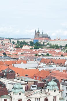 panorama of artistic Prague with a beautiful perscpective