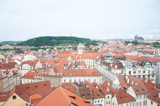 panorama of artistic Prague with a beautiful perscpective