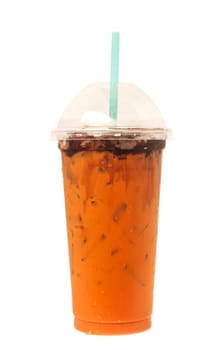 Ice milk tea volcano, famous drink isolated on white background