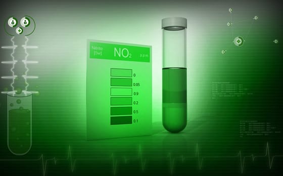 Digital illustration of nitrite test in colour background