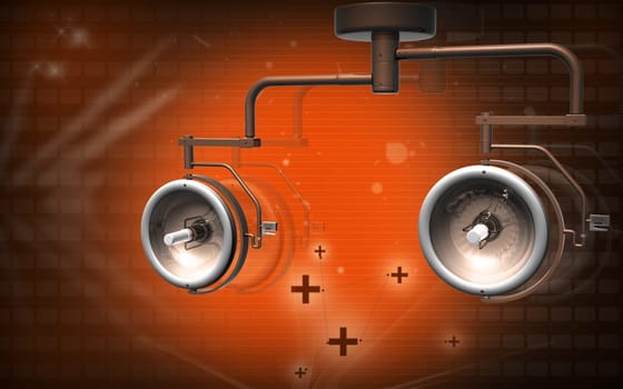 Digital illustration of shadow less lamp in colour background