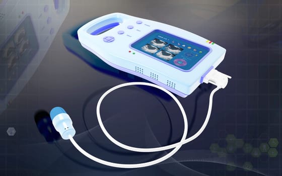 Digital illustration of Palm Bladder Scanner in colour background