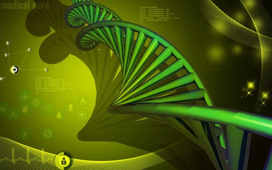 Digital illustration DNA structure in colour background