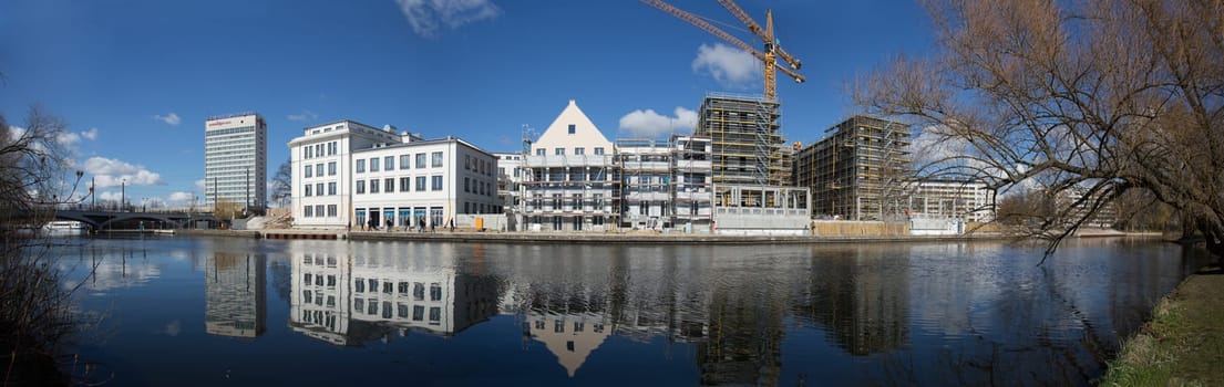 Panorama of the construction site on the old ride in Potsdam