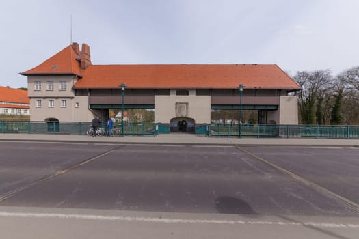 Lock building and street in Kleinmachnow