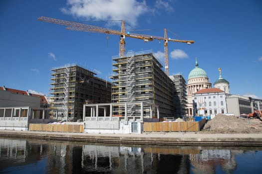 Construction site in Potsdam's centre on the old ride