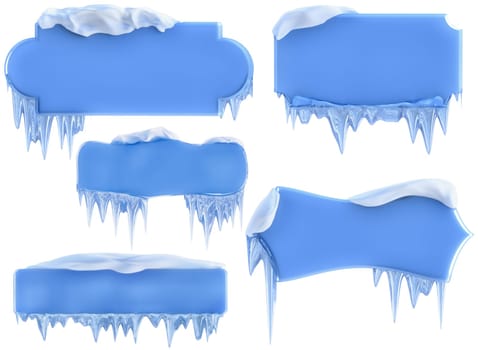 set of banners with snow and icicles, as a symbol winter holidays