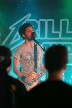 Mainz,Germany – June 26,2015: The close-up and portrait of the singer and gitarist of the band Rogue Result at the Grill em All Festival in Mainz on June 26,2015 in Mainz.