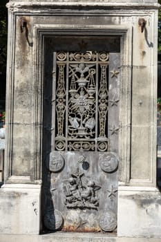 PARIS, FRANCE - SEPT 12, 2014: View of Pere Lachaise. World's most visited cemetery, attracting thousands of visitors to graves of those who have enhanced French life over past 200 years.