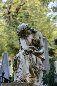 PARIS, FRANCE - SEPT 12, 2014: Tomb of Frederic Chopin, famous Polish composer, at Pere Lachaise cemetery in Paris, France