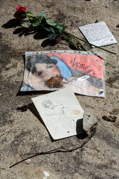 PARIS, FRANCE - SEPT 12, 2014: Amedeo Modigliani and Jeanne Hebuterne grave in Pere-Lachaise cemetery, Paris, France