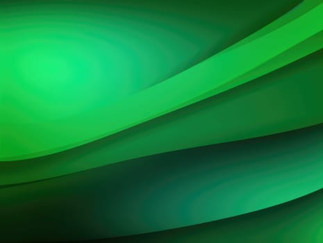 Green wave and line abstract background. Generative AI.