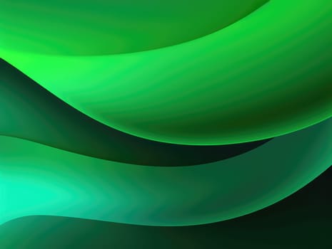 Green wave and line abstract background. Generative AI.