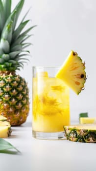 Pineapple cocktail. Summer refreshing tropical drink. Generative AI.