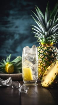 Pineapple cocktail. Summer refreshing tropical drink. Generative AI.