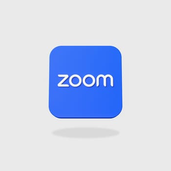 Zoom App Icon 3D Shape Isolated on Flat Gray Background with Shadow 3D Illustration