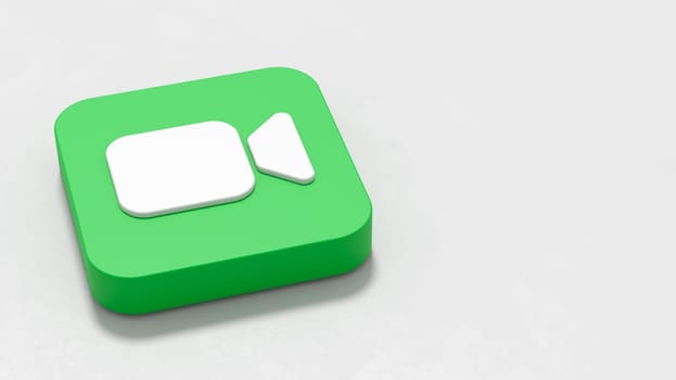 Facetime App Icon 3D Symbol Shape on Plastered Gray Background with Copy Space 3D Illustration