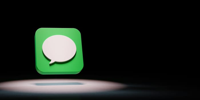 Messages App Icon 3D Symbol Shape Spotlighted on Black Background with Copy Space 3D Illustration