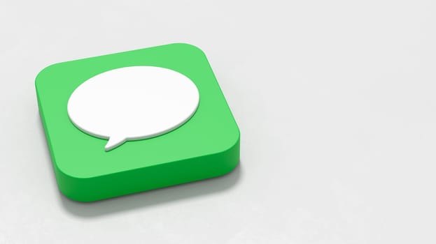 Messages App Icon 3D Symbol Shape on Plastered Gray Background with Copy Space 3D Illustration