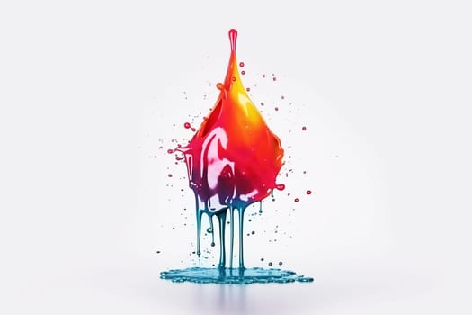 Creative colorful paint drop dripping on white background
