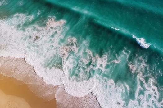 Beautiful ocean with waves and beach aerial view