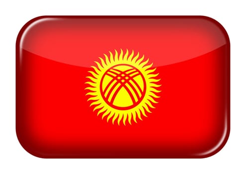 A Kyrgyzstan web icon rectangle button with clipping path 3d illustration