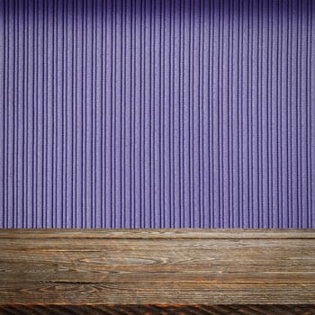 The background is blank wooden boards and a textured striped wall with gradient lighting and vignetting. For product demonstrations, free space, layout, mockup, perspective board, background board.