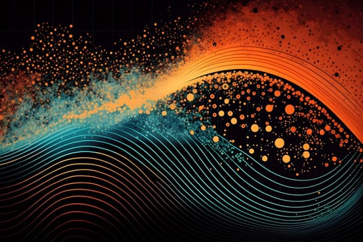 Big data abstract visualization or ethereal fantasy world or space concept in retro color palette and aesthetic. AI Generative content