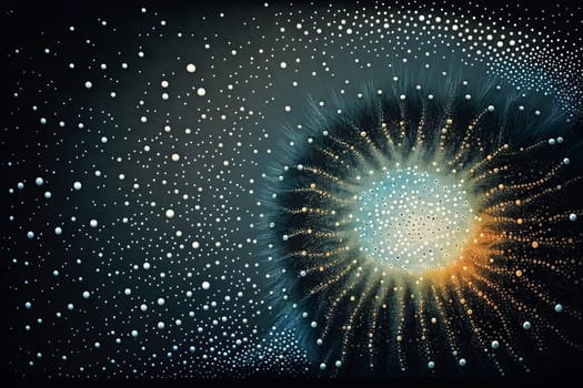 Big data abstract visualization or ethereal fantasy world or space concept in retro color palette and aesthetic. AI Generative content