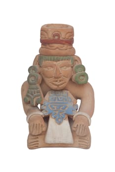 Mayans civilization souvenir, terracotta replicas. Isolated over white background