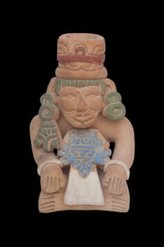 Mayans civilization souvenir, terracotta replicas. Isolated over black background