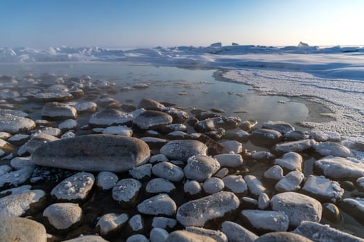 Environnement du lac Baïkal by winter, Sibérie, Russie.