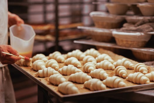 Organic Bakery - details of baker baking bread handmade