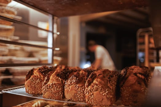 Organic Bakery - details of baker baking bread handmade