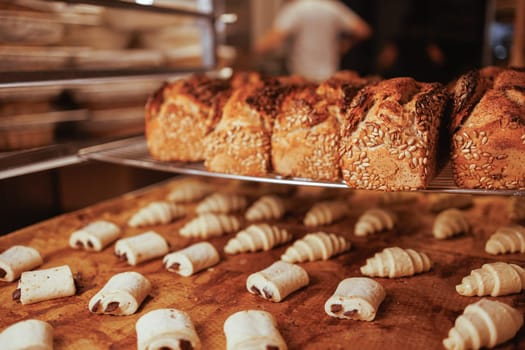 Organic Bakery - details of baker baking bread handmade