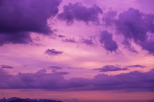 Abstract and pattern of cloud sky, Velvet violet, Velvet Purple, Trend color of the year background, Pattern of colorful cloud and sky sunset or sunrise: Dramatic sunset in twilight, Beautyful of sky