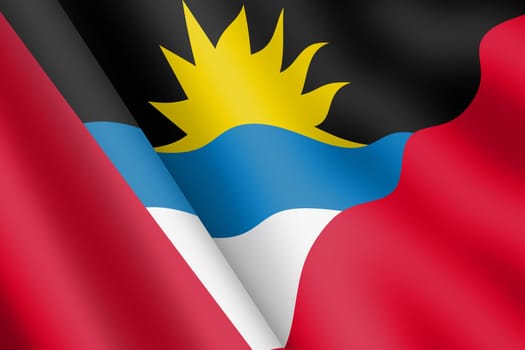 An Antigua and Barbuda waving flag 3d illustration