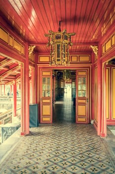 Gallery on the upper level of Meridian Gate of the Imperial City in Hue, Vietnam