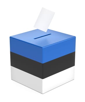 Concept image for election in Estonia, ballot box with voting paper