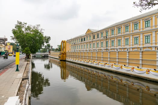 Bangkok,Thailand - April 16, 2023: The Khlong Rop Krung is a historical canal in Bangkok. Known for its beautiful scenery and traditional way of life. It's a great place to explore the city's cultural