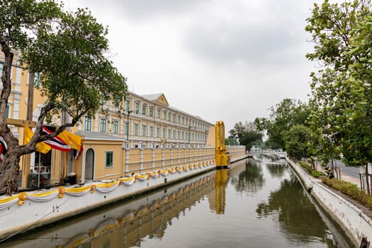 Bangkok,Thailand - April 16, 2023: The Khlong Rop Krung is a historical canal in Bangkok. Known for its beautiful scenery and traditional way of life. It's a great place to explore the city's cultural